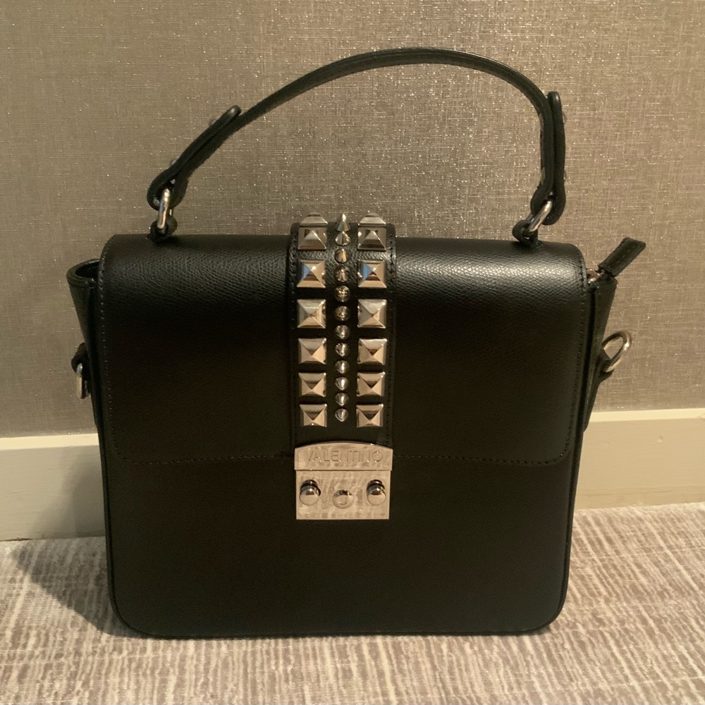 Valentino Black Satchel with Silver Studs